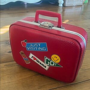 Vintage 1970s Kids Travel Case with Fun Stickers